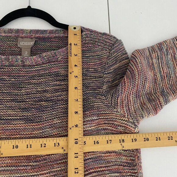 Chicos Tropical Sunset Ombré Pullover Sweater Size 2 US Large 3/4 Sleeves - Picture 6 of 9